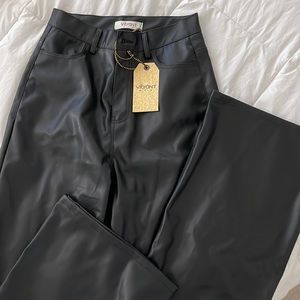 Priceless Black Vegan leather flare pants